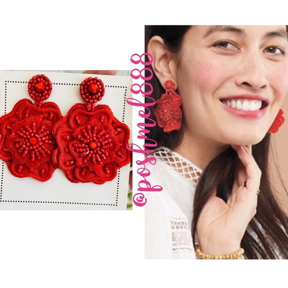 Stella & Dot Jewelry - Stella & Dot | Retired Coral Red Hand-beaded Ella Grace Earrings